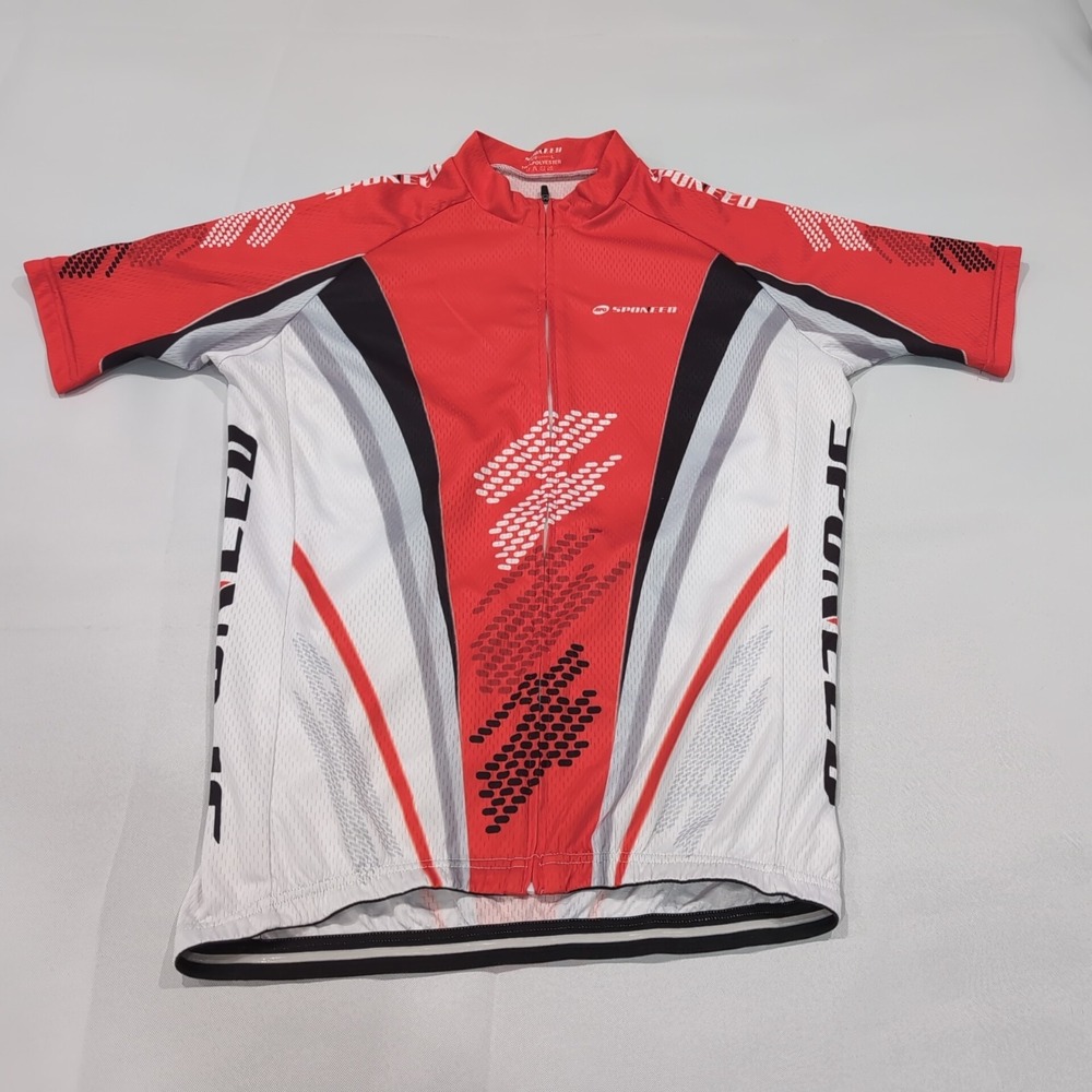 Sponeed Men's Cycling Jersey Large Full Zip Polyester White Red Black Gray